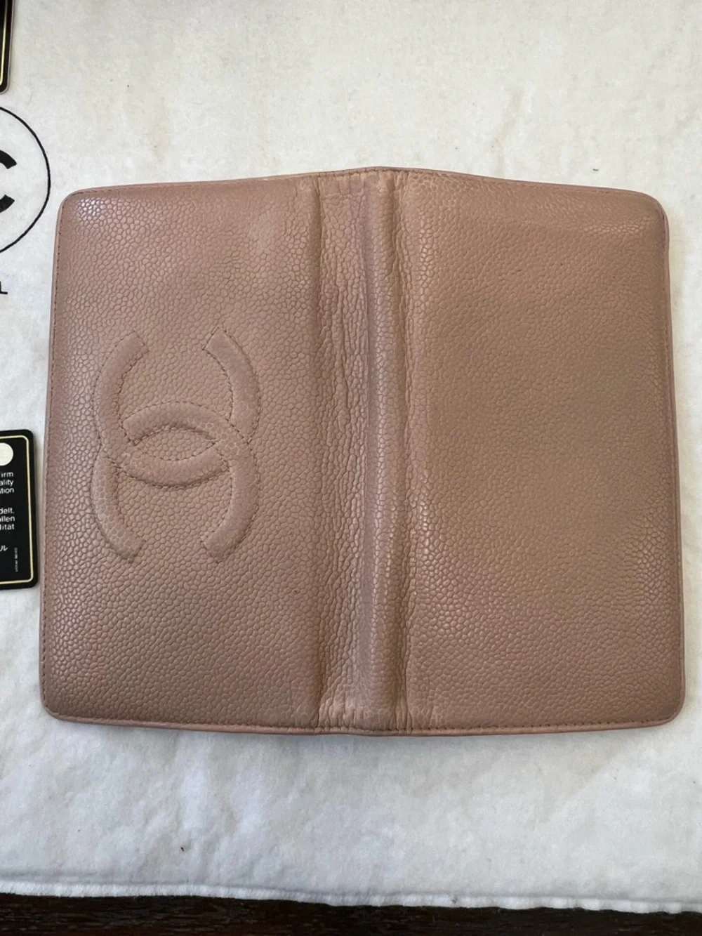 CHANEL Beige Quilted Leather Drawstring Backpack with CC with wallet